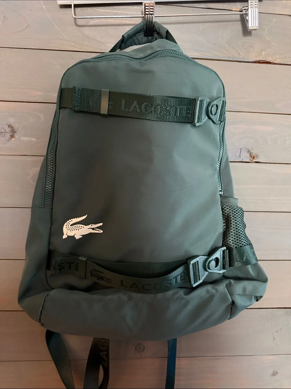 Lacoste Forest Green Logo Backpack Brand New with tags and bag cover